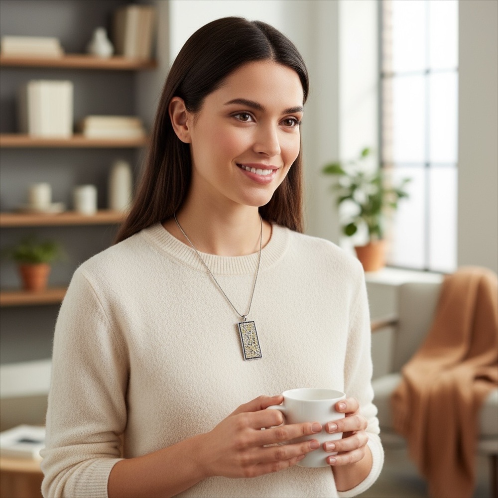 🖤 Gold & Black Geometric Pendant Necklace – Elegant Gift Ready